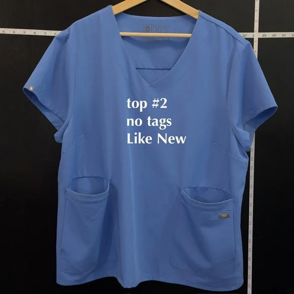 BUNDLE (2 pieces) - Figs Women's Ceil Blue Scrub Tops - Picture 10 of 10